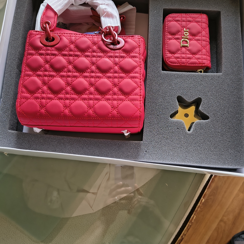 Dior Quilted Mini Tote in Hot Pink with Matching Zip Pouch